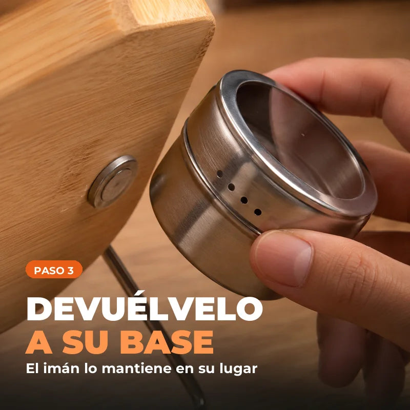 Paso tres: devuelve el recipiente a la base magnética